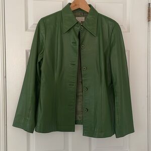 🌿 Green Faux Leather Jacket